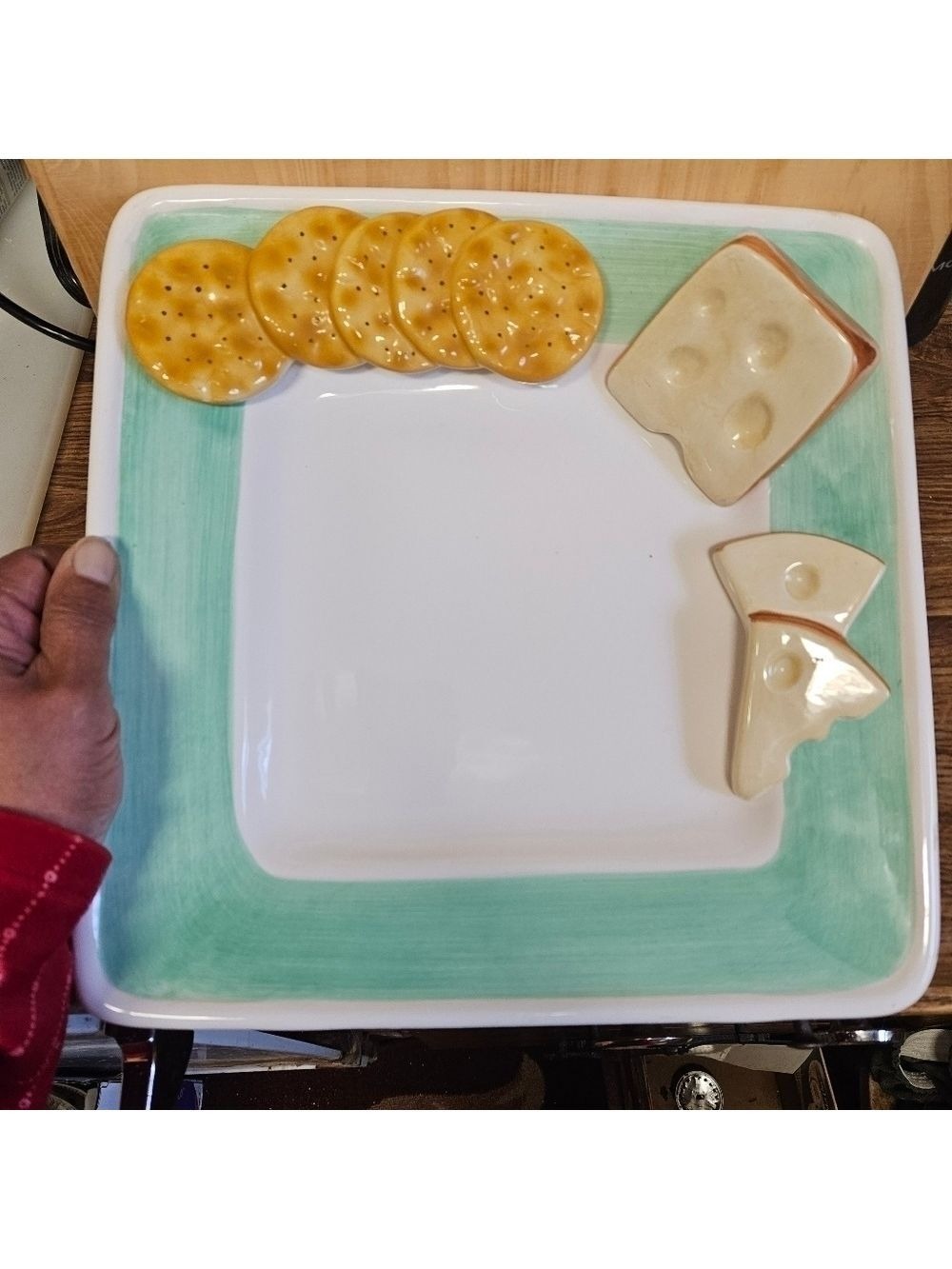 Vintage 90s Lotus Ceramic 3D Cheese and Cracker Serving Dish